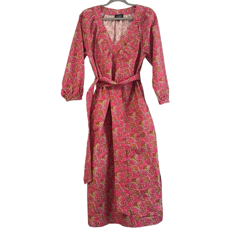 J. Crew Collection Tie-Waist Cotton‎ Poplin Dress in Ratti® Size M